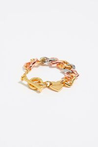 Three-tone heart chain bracelet