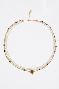 Triple stone necklace with heart logo