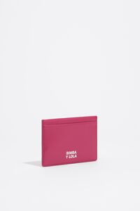 Fuchsia leather card holder