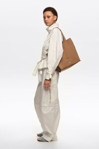 Large cinnamon gabardine shopper bag
