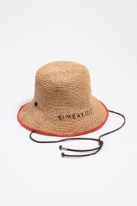 Tan raffia-effect hat