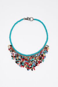 Turquoise stone and pearl necklace