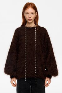 Crystals and aged silver-tone chain necklace