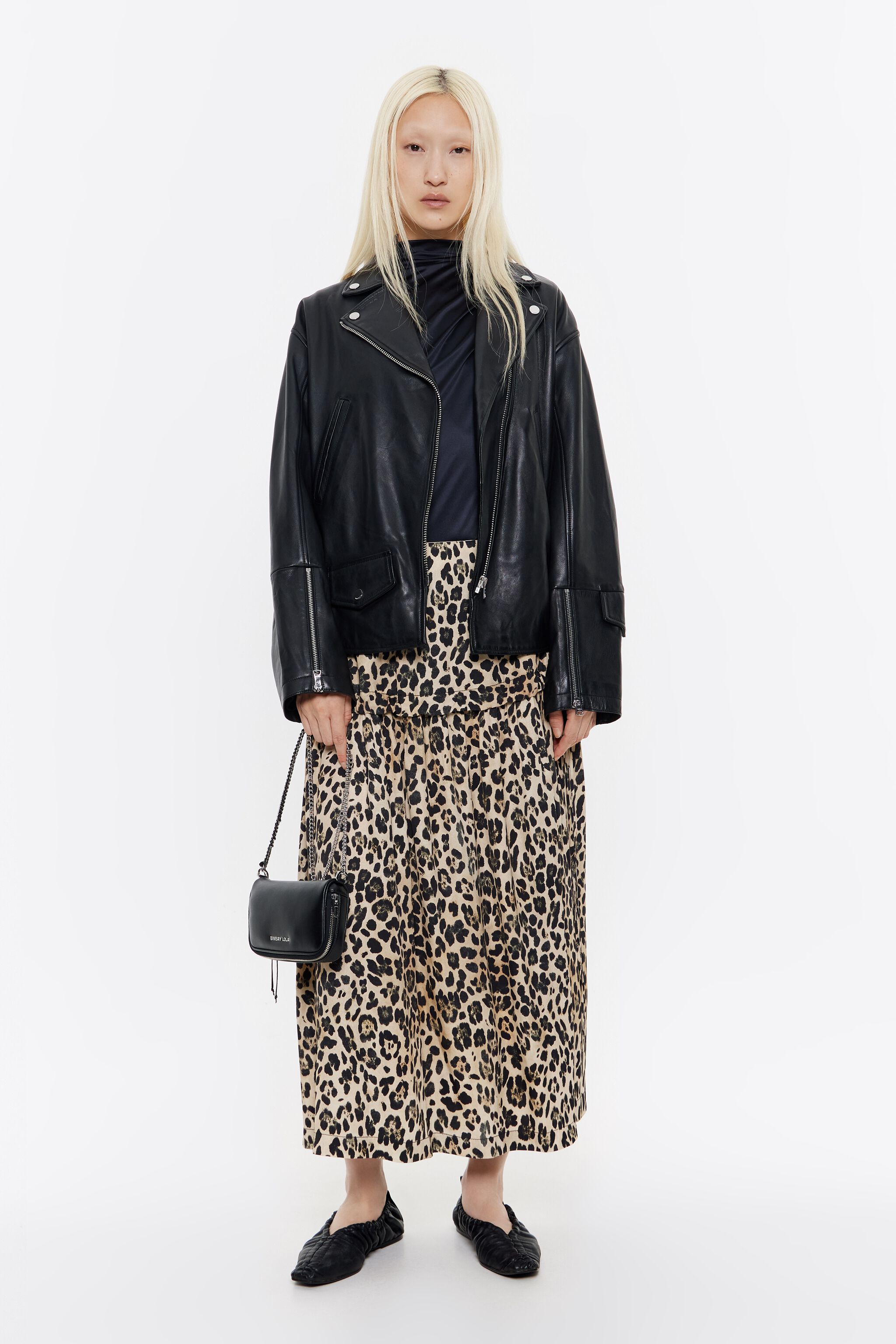 Leather leopard print skirt online
