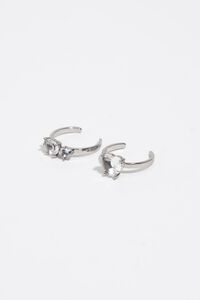 Set of 2 dark silver mini crystal heart rings
