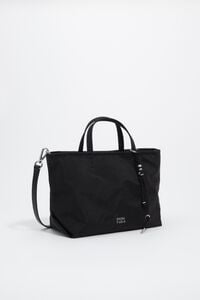 Medium black nylon shopper bag