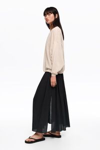 Black A-line maxi slit skirt