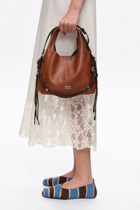 Small dark tan leather Paper bag