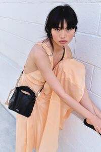 Black leather mini Paper bag