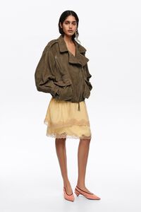 Dark olive suede double-breasted jacket