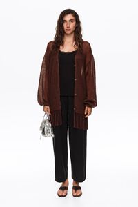 Long cardigan with brown fringes