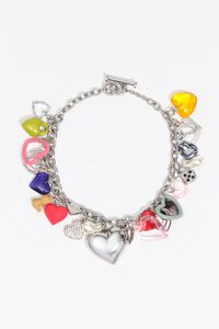 Silver hearts multicharm necklace