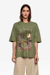 Khaki swans logo T-shirt