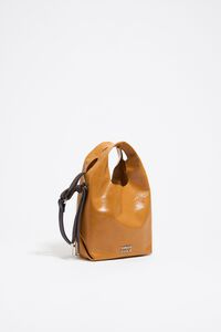 Caramel leather mini Paper bag