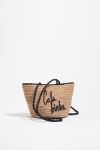 Small natural raffia basket bag