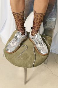 Silver leather and mesh 13 26 sneaker