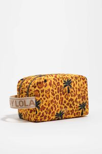 Large yellow Leopard palms double nylon make-up case