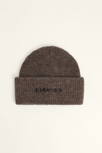 Taupe wool blend knit hat