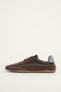 Dark brown suede and fabric 13 29 sneaker