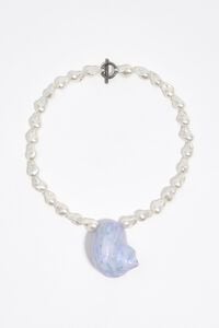Pearl and enameled seashell necklace