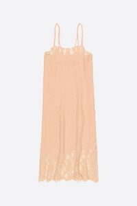 Orange washed linen lace midi dress