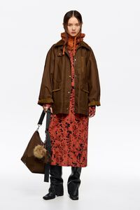 Brown Lynx gathered neckline dress