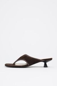 Brown suede heeled sandal