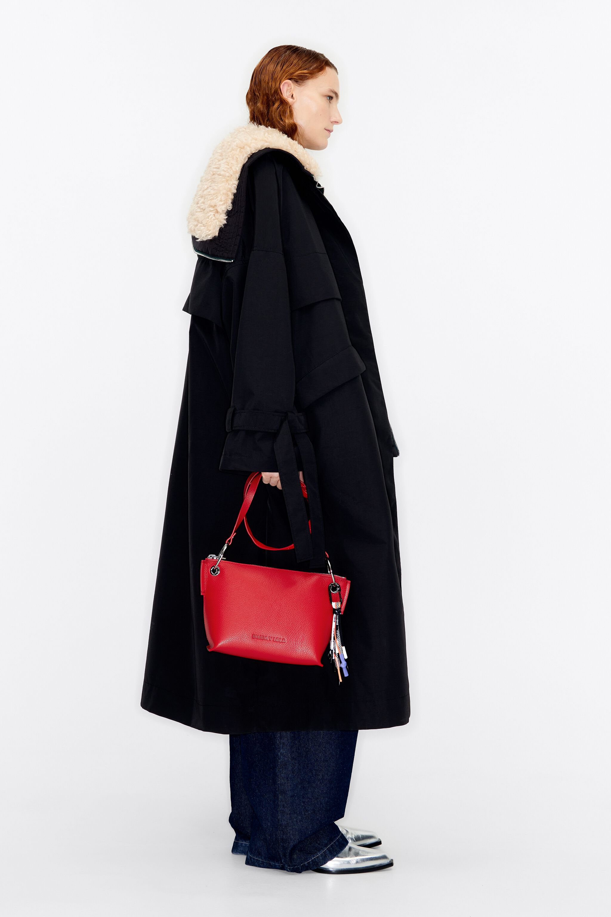 Red leather cross body bag online