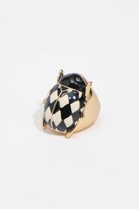 Black enamel beetle ring