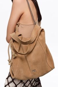 Tan large leather Paper bag