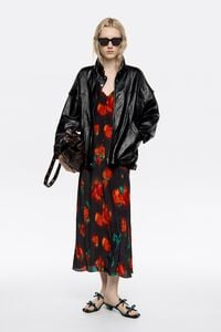 Black Ribbon Roses dress with double cord straps