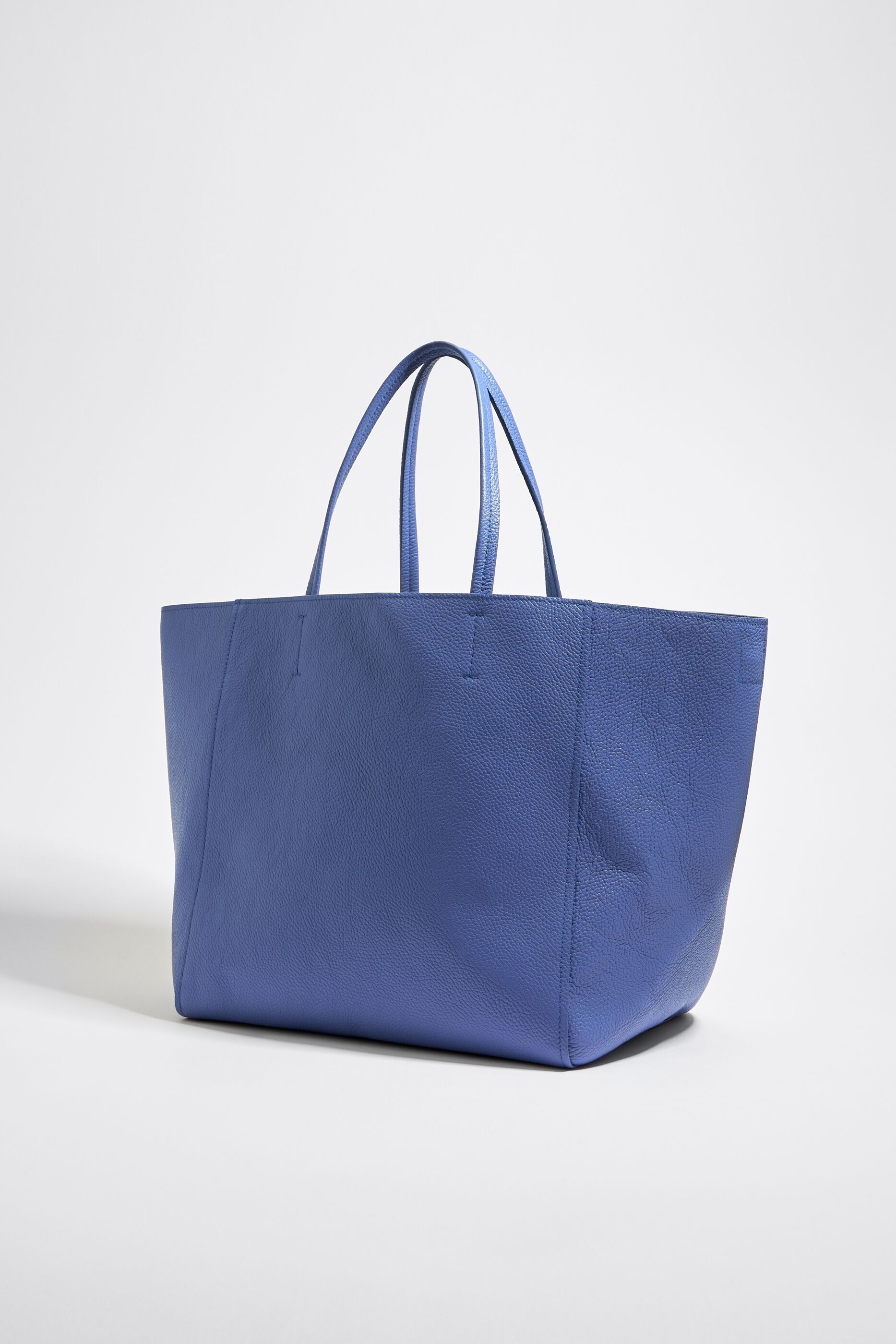 Large lilac leather shopper bag