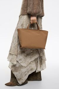 Medium cinnamon gabardine Chihuahua shopper bag