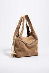 Tan large leather Paper bag