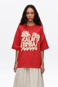 Red toweling logo T-shirt