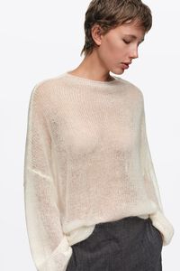 Ivory mohair high neck sweater