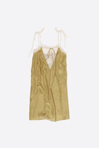 Short green silk strappy dress
