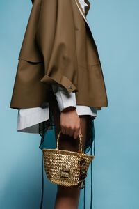 Gold plaited leather mini bag