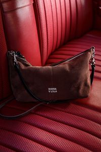 Medium coffee suede Madrid bag