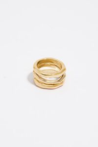 Textured matte gold three-band ring