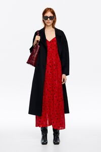 Red Cheeta Dots double cord strap dress