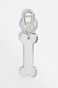 Silver-tone metal bone key ring