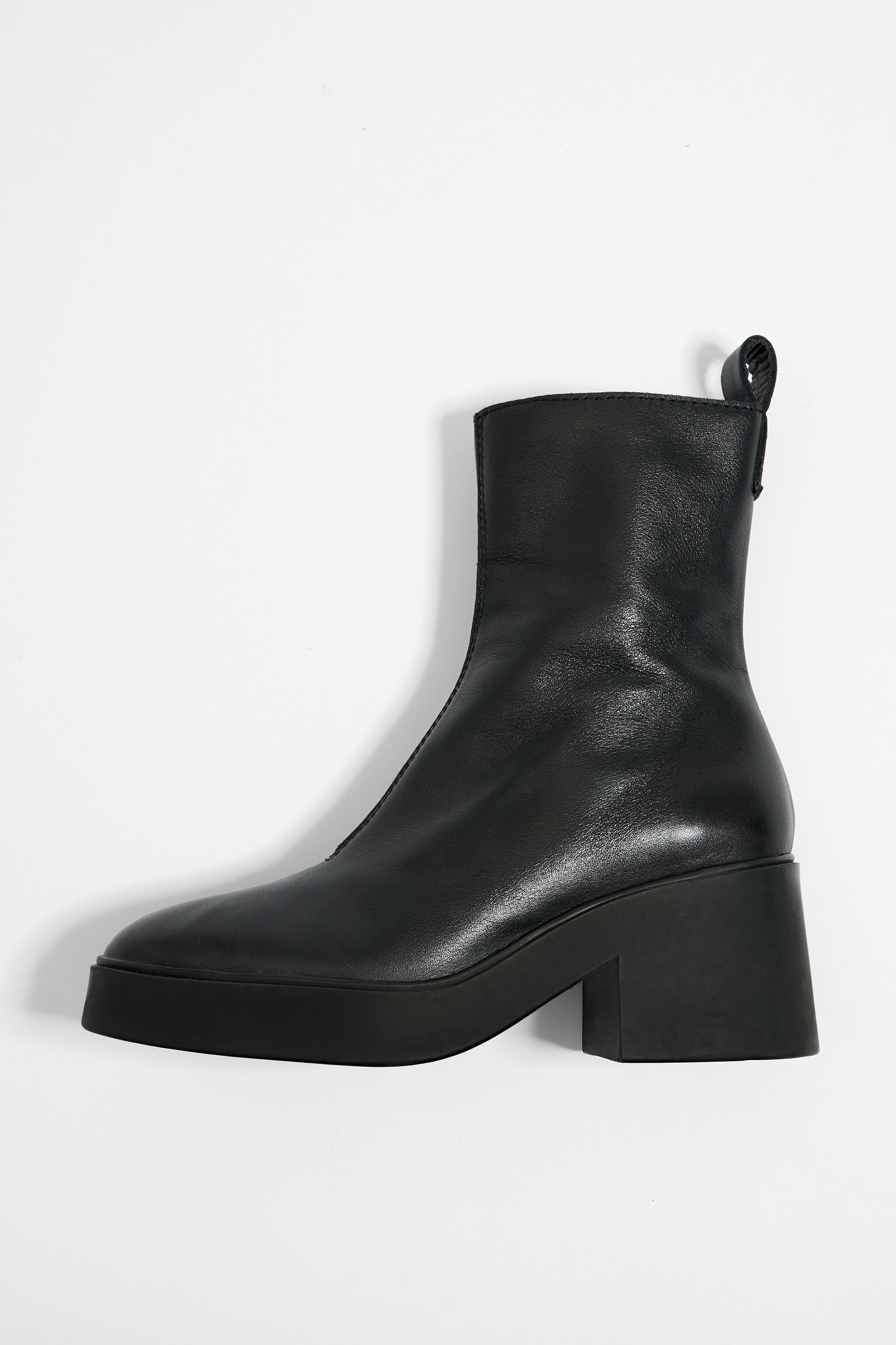 Cute black leather booties sale