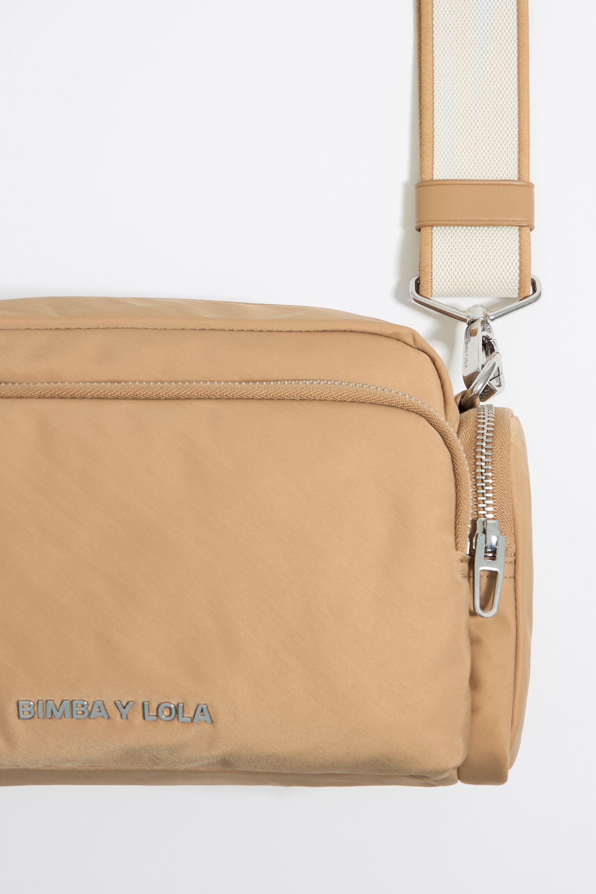 Medium tan nylon crossbody bag