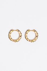 Multicolored crystals and logo hoop earrings