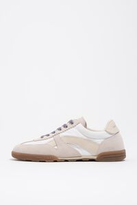 White suede and nylon 13 16 indoor sneaker