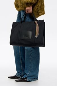 Large black nylon shopper bag