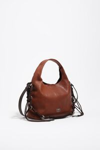 Small dark tan leather Paper bag