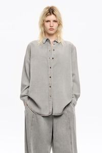 Grey fluid denim shirt