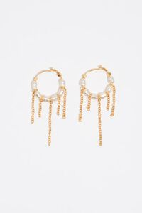 Pearls and chains golden hoop earrings